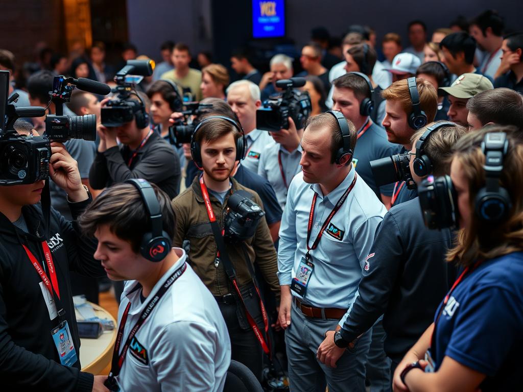 Behind-the-scenes staff working various roles at an esports tournament