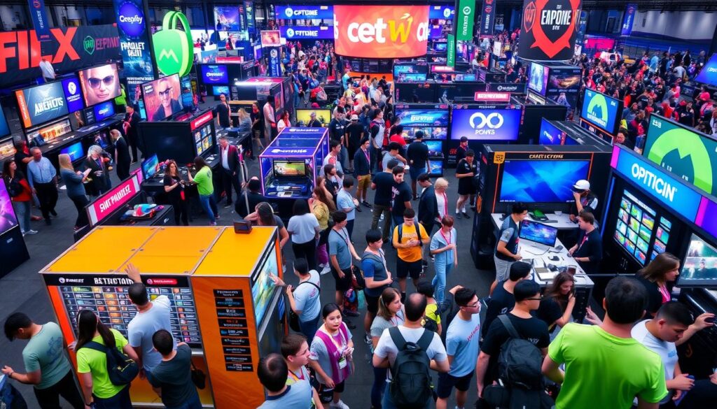 Fan experience zone at an esports tournament with interactive activities