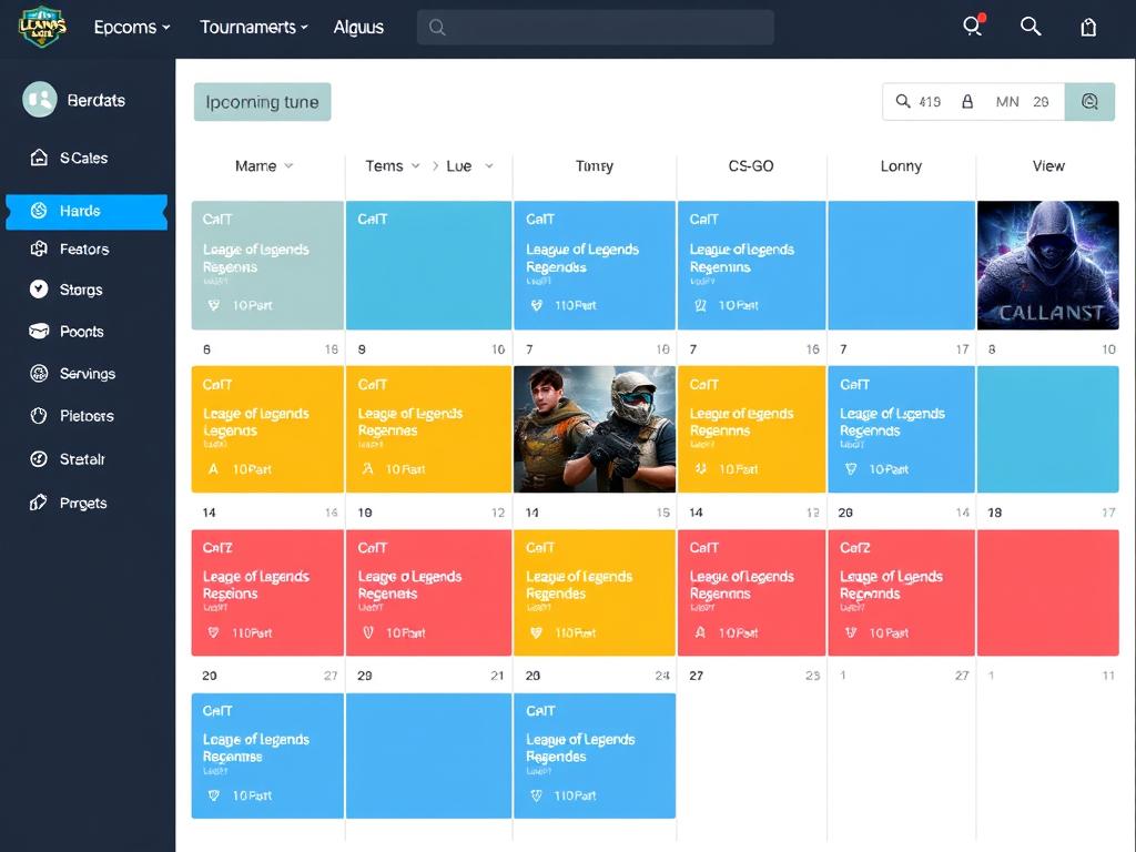 Organized esports calendar showing upcoming tournaments across multiple games