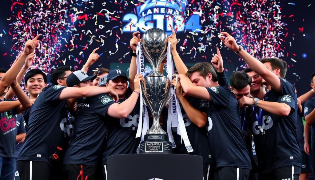 Team OG celebrating their TI8 victory Team OG celebrating their TI8 victory