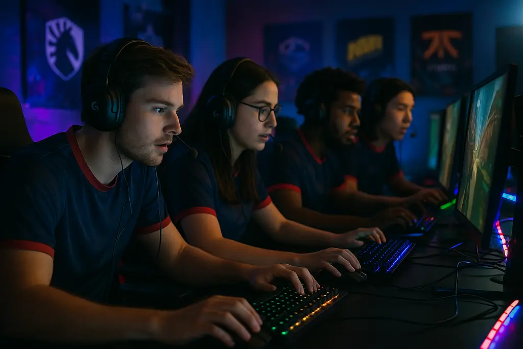 Esports Nations Cup format stage with national teams preparing for competition