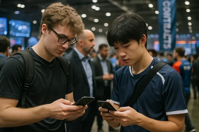 Esports players packing peripherals after a tournament series