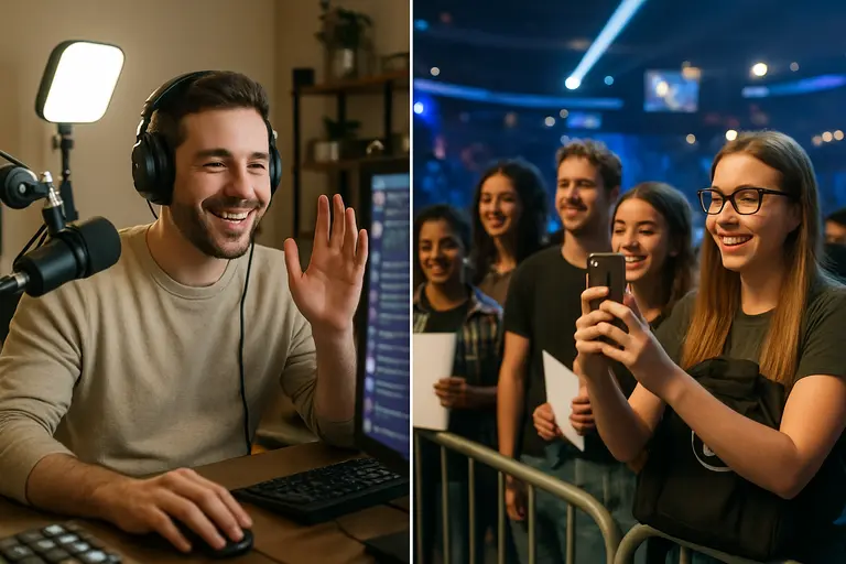 Content creator production team managing a live gaming event