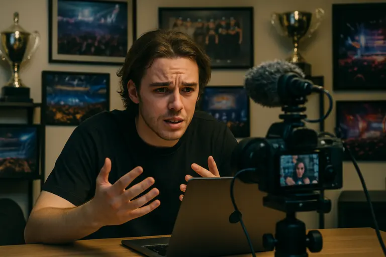 Streamer preparing a home broadcast setup before going live