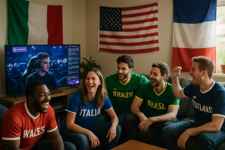 Map-themed streaming workspace with multiple regional chat windows