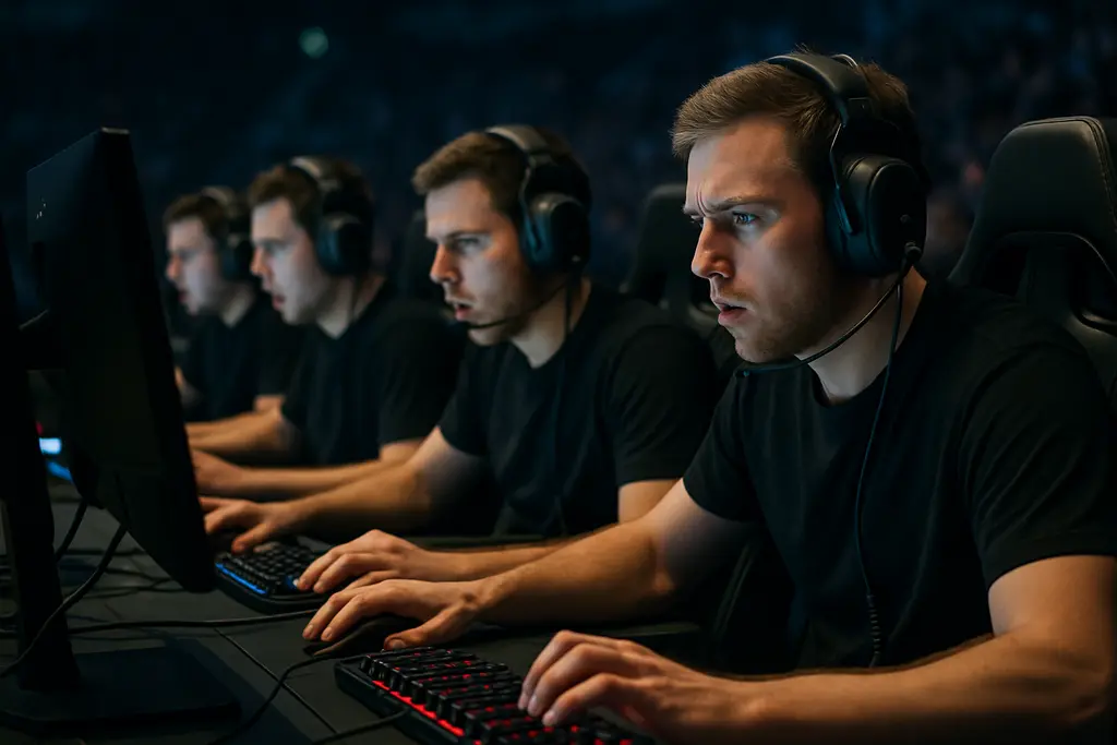 CS2 roster volatility shown through players reviewing setups before a match