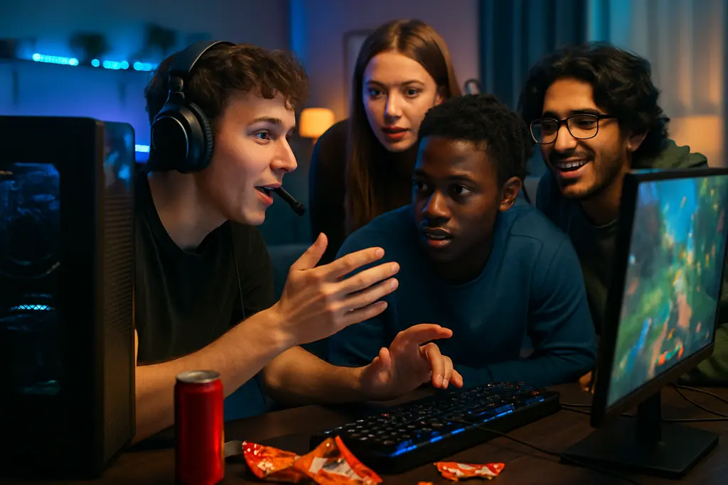 FRAG Midwest LAN players seated at PCs during a regional Counter-Strike event