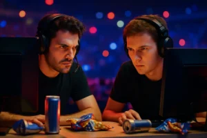OWCS NA Stage 3 players preparing at a competitive Overwatch setup